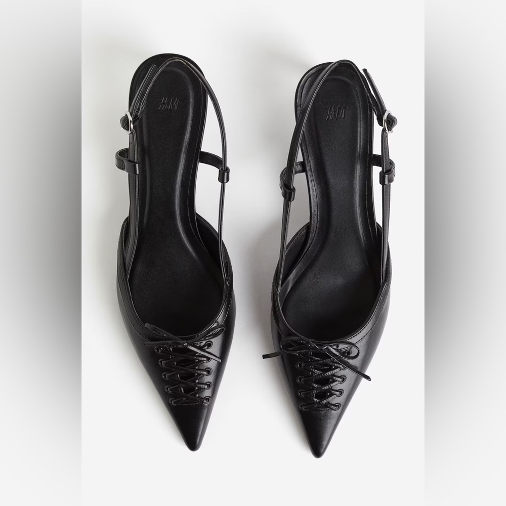 NWOT H&M Lacing Detail Slingbacks - Picture 2 of 4